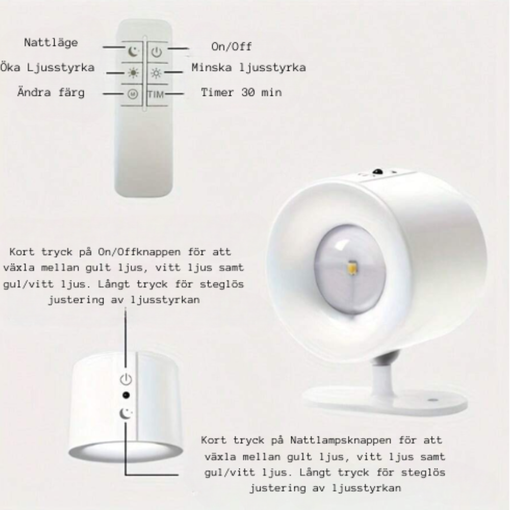 FlexiLight™ – Sladdlös vägglampa – utan borrning